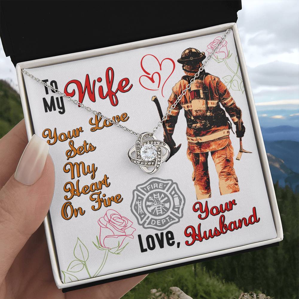 To My Firefighter Wife | Gift for Firefighter Wife Necklace | Thoughtful Gift for Fire Wife | Firefighter Gift Set, Fireman Love Pendant Jewelry - Mother's Day Gift for Firefighter Wife, to the World's Best Fire Wife Necklace, Fireman Gift Set