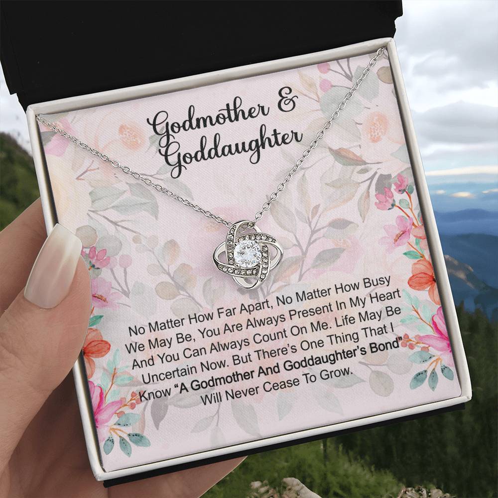 Godmother & Goddaughter Gift Love Knot Necklace: Baptism, Confirmation, Graduation, Holiday, Birthday Gift