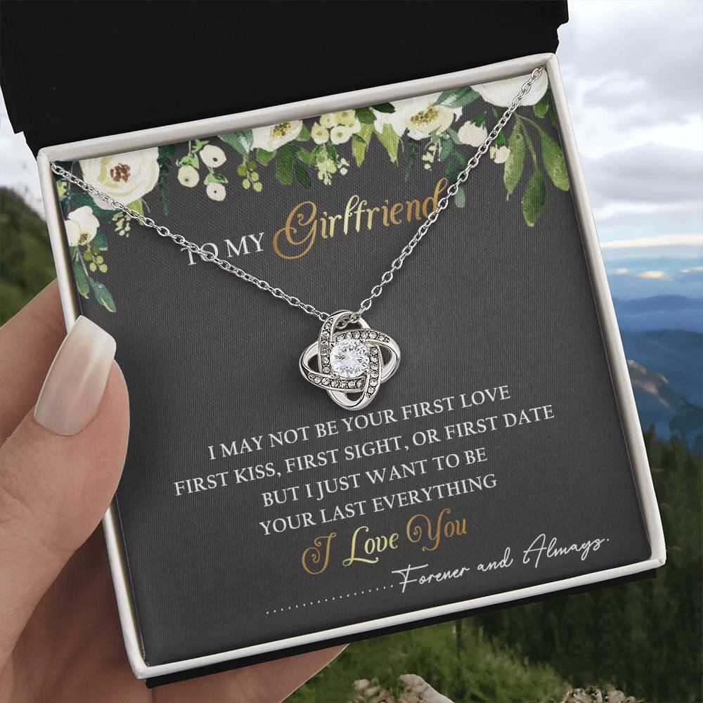 To My Girlfriend Love Knot Necklace Message Card