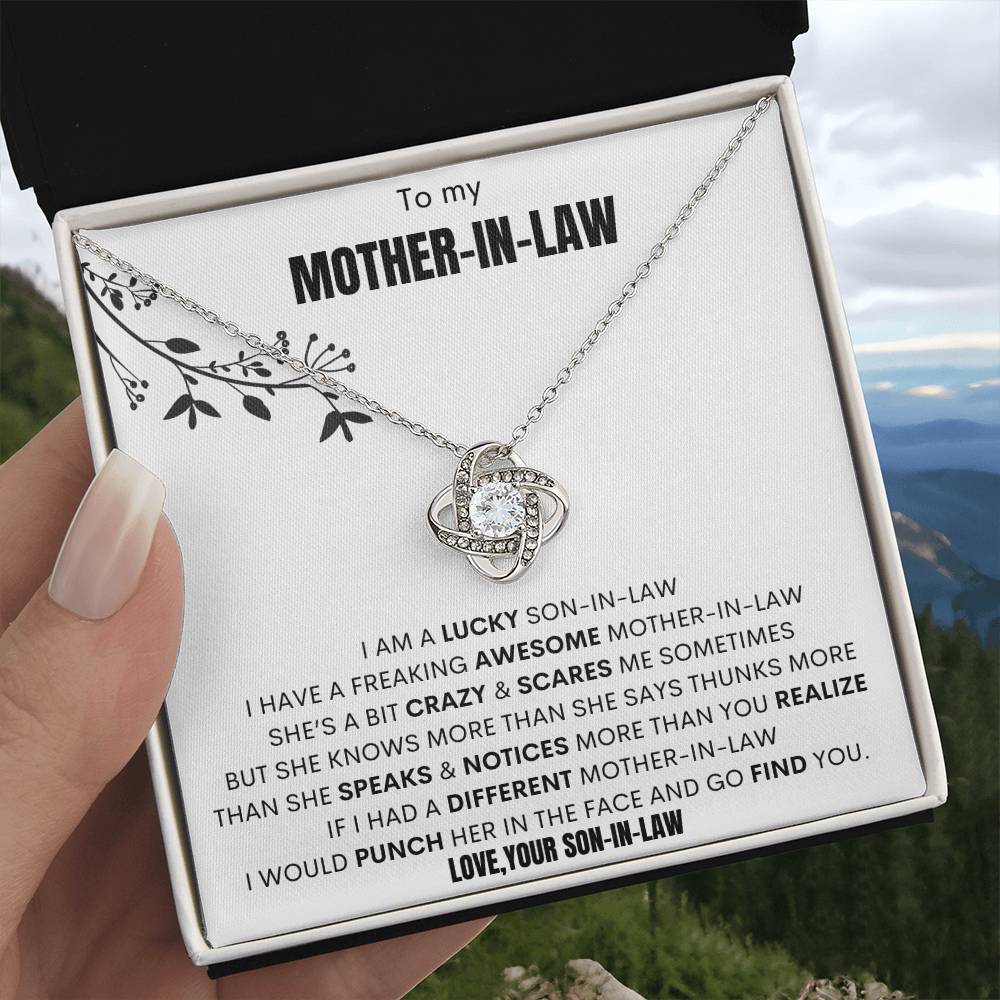 To My Mother-In-Law"i Am a Lucky Son-In-Law" Love Your... Knot Necklace