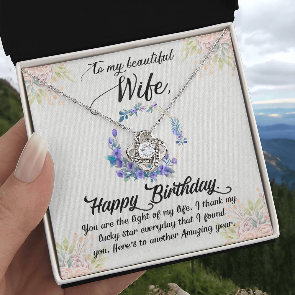 To My Beautiful Wife - Happy Birthday - Love Knot Necklace