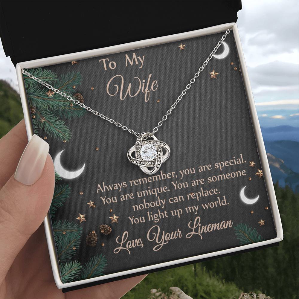 For Wife - From Lineman - You Light Up My World Necklace
