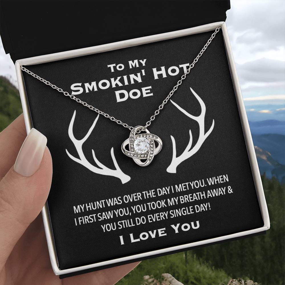 To My Smokin' Hot Doe Knotted Love Necklace | Hunter Gifts, Hunting Gifts for Women, Hunting Christmas Gift, Hunting Gift From Husband, to My Soulmate Smokin Hot, Wife Necklace, Anniversary Gift, Wife Gift, Necklace Gifts, Card Gift, Necklace for Daughter