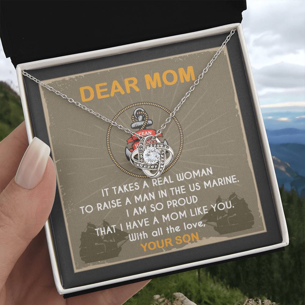 Marine Mom Gift - I Am So Proud Having Mom Like You - the Love Knot Necklace