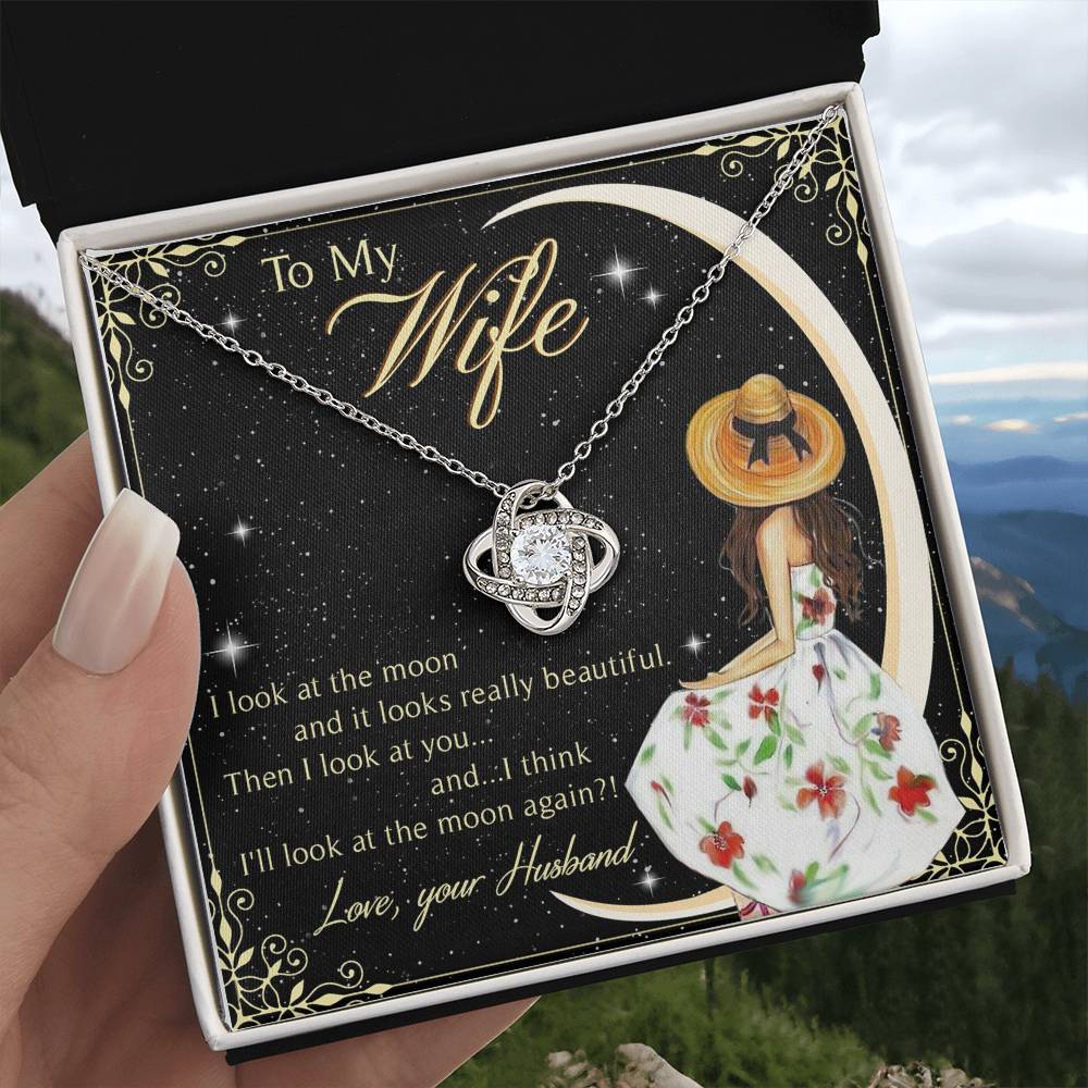 To My Beautiful Wife Love Knot Necklace Mother's Day Message Card