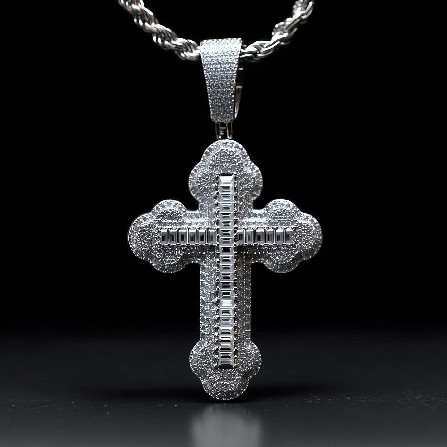 Moissanite Cross Pendant in 925 Sterling Silver